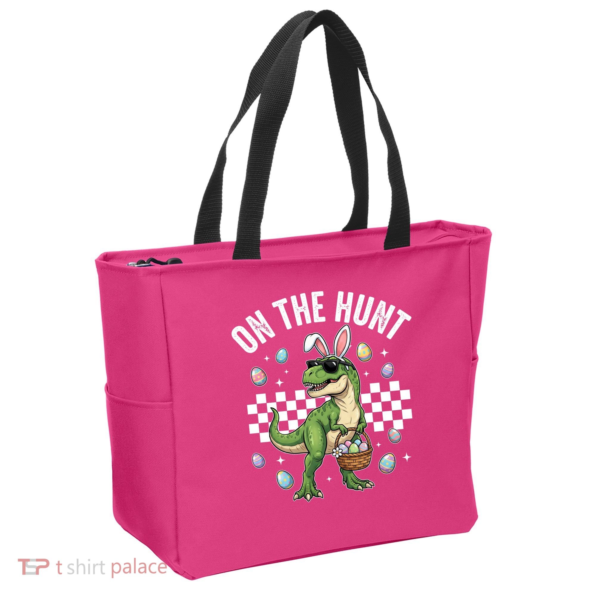 Easter On The Hunt Bunny Ears T-Rex Dinosaur  Tote Bag