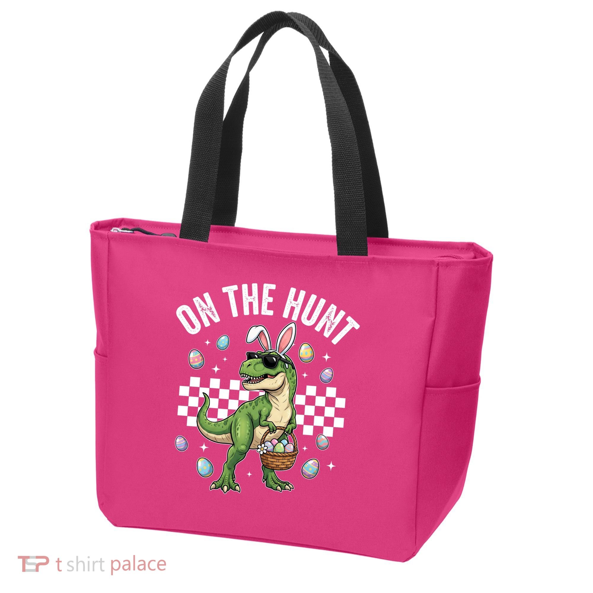 Easter On The Hunt Bunny Ears T-Rex Dinosaur  Tote Bag
