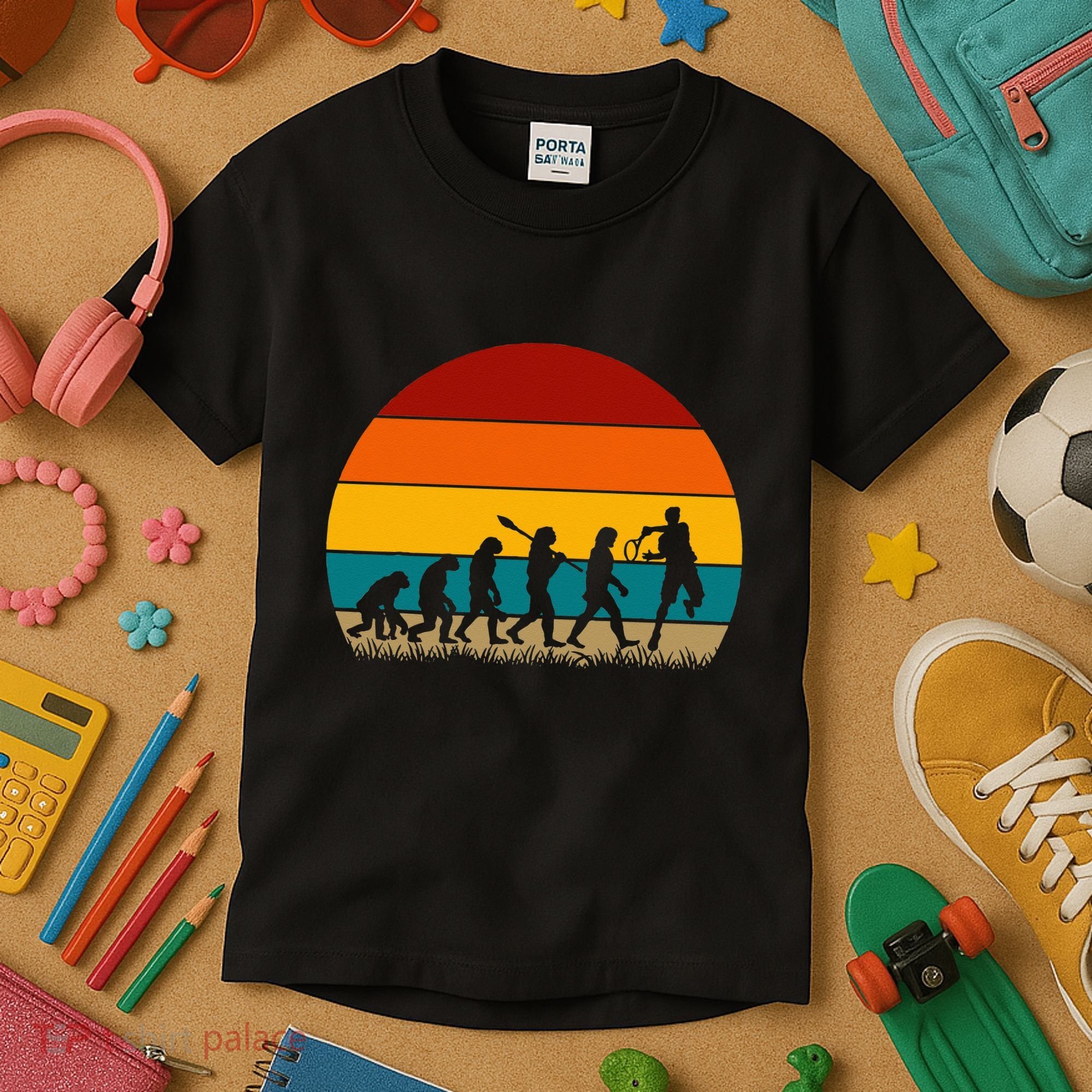 Evolution Of Tennis Retro Evolution Tennis Kids T-Shirt