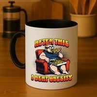 Eat Pizza And Beat Obesity Coffee Mug thumb 4