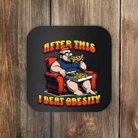 Eat Pizza And Beat Obesity Coaster thumb 0