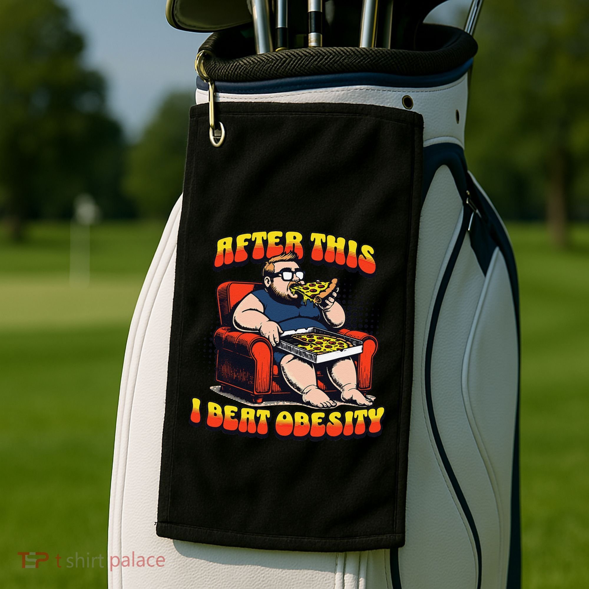 Eat Pizza And Beat Obesity Golf Towel