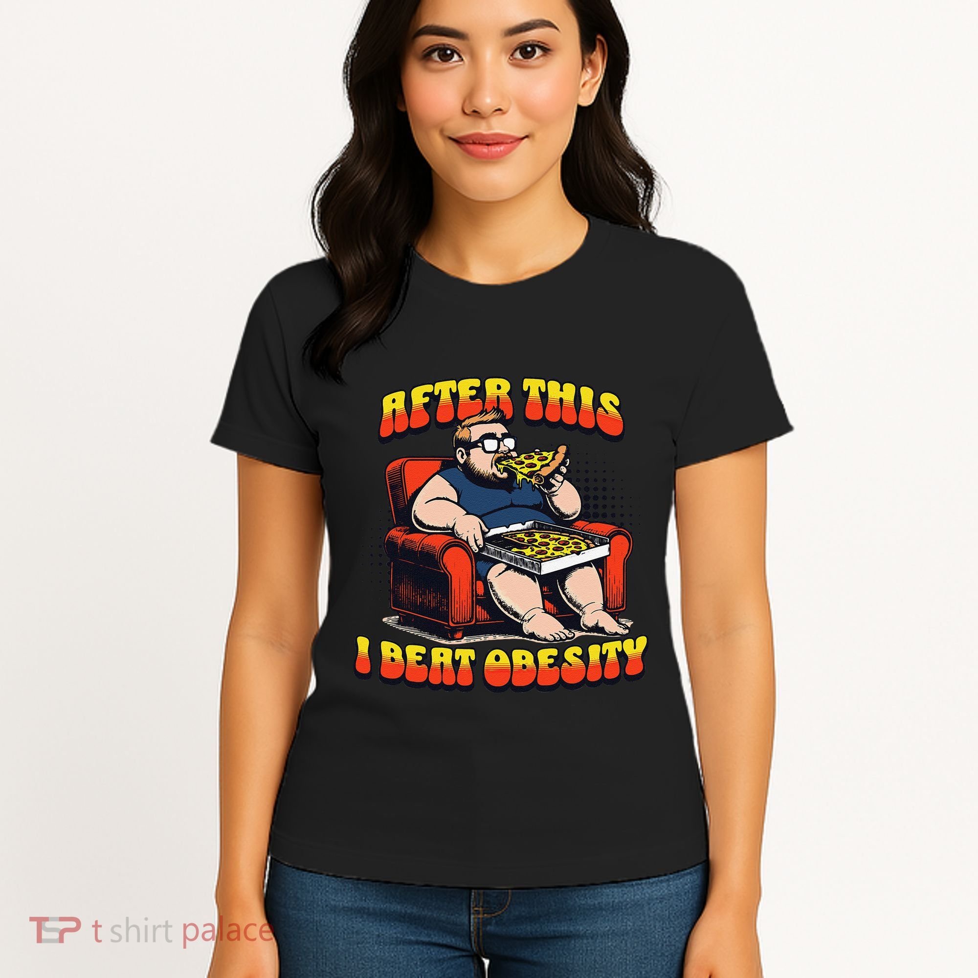 Eat Pizza And Beat Obesity Women's T-Shirt