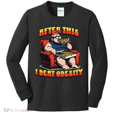 Eat Pizza And Beat Obesity Kids Long Sleeve Shirt