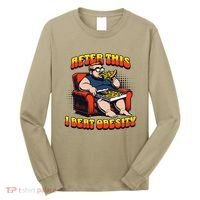 Eat Pizza And Beat Obesity Long Sleeve Shirt thumb 0