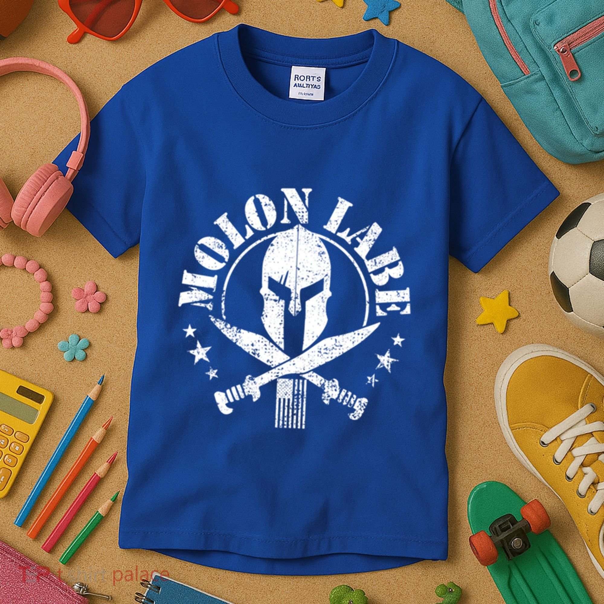 Epic Patriotic American Flag Molon Labe Spartan Military Funny Gift Kids T-Shirt
