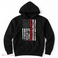 Electrician Patriotic American flag electrician father day Hoodie thumb 0