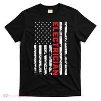 Electrician Patriotic American flag electrician father day T-Shirt thumb 0