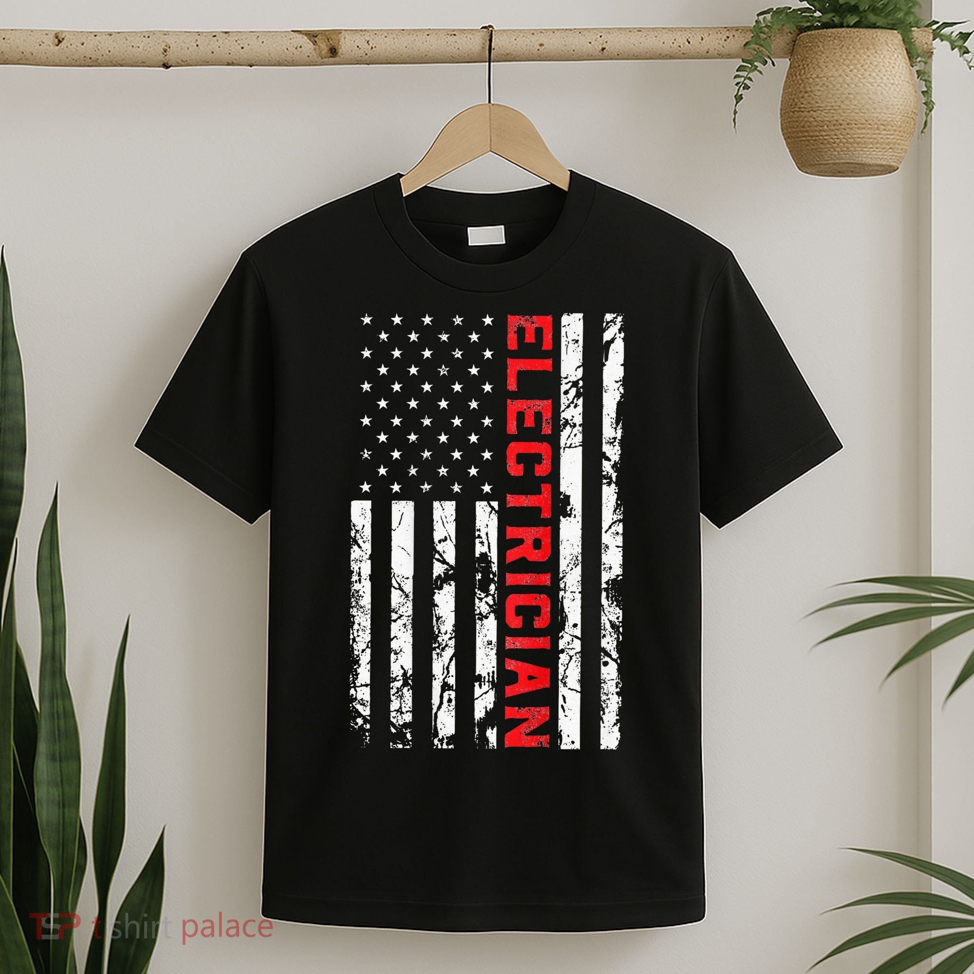 Electrician Patriotic American flag electrician father day T-Shirt