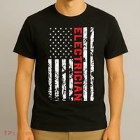 Electrician Patriotic American flag electrician father day T-Shirt thumb 3