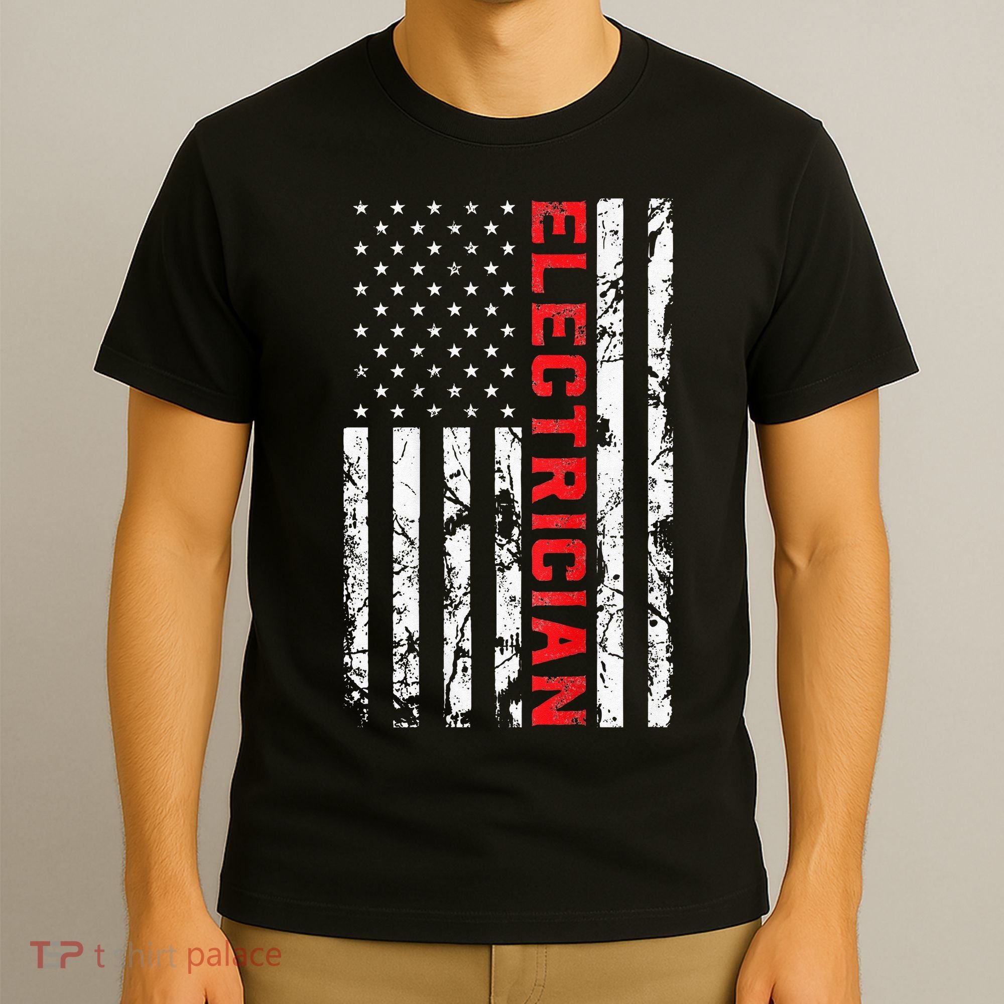 Electrician Patriotic American flag electrician father day T-Shirt