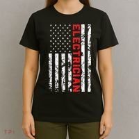 Electrician Patriotic American flag electrician father day T-Shirt thumb 4