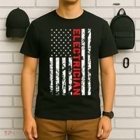 Electrician Patriotic American flag electrician father day T-Shirt thumb 6
