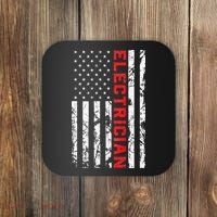 Electrician Patriotic American flag electrician father day Coaster thumb 0