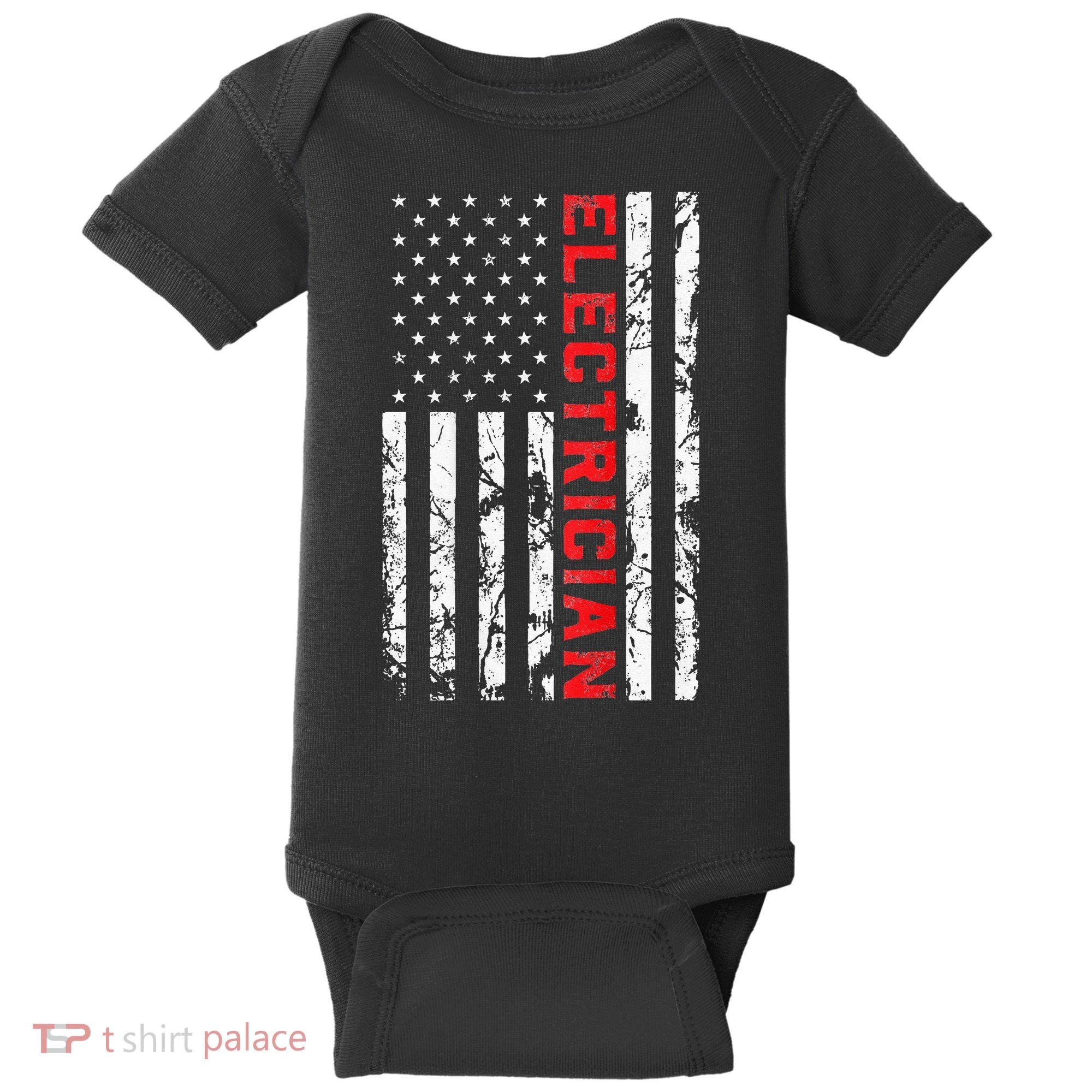 Electrician Patriotic American flag electrician father day Baby Bodysuit