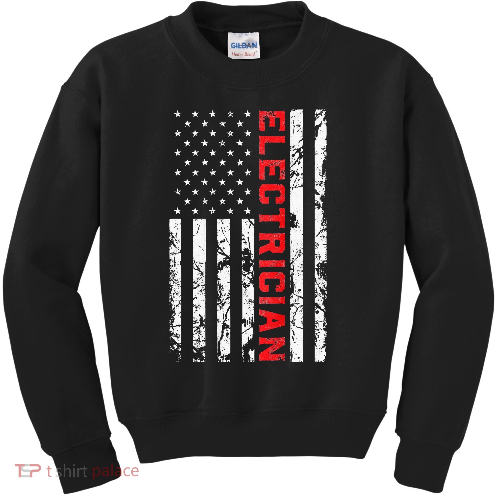 Electrician Patriotic American flag electrician father day Kids Sweatshirt