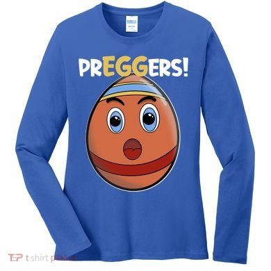 Easter Pregnancy Announcet Egg Expecting Mom Dad Preggers Gift Women's Long Sleeve Shirt