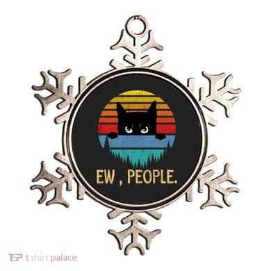 Ew People Black Cat Vintage Retro – Funny Cat Gift Ornament