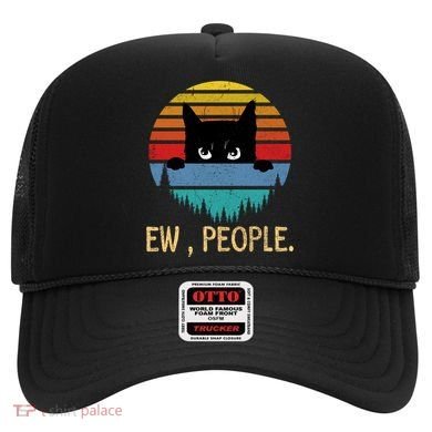 Ew People Black Cat Vintage Retro – Funny Cat Gift Hat