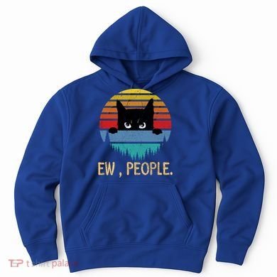 Ew People Black Cat Vintage Retro – Funny Cat Gift Hoodie