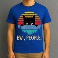 Ew People Black Cat Vintage Retro – Funny Cat Gift T-Shirt thumb 3