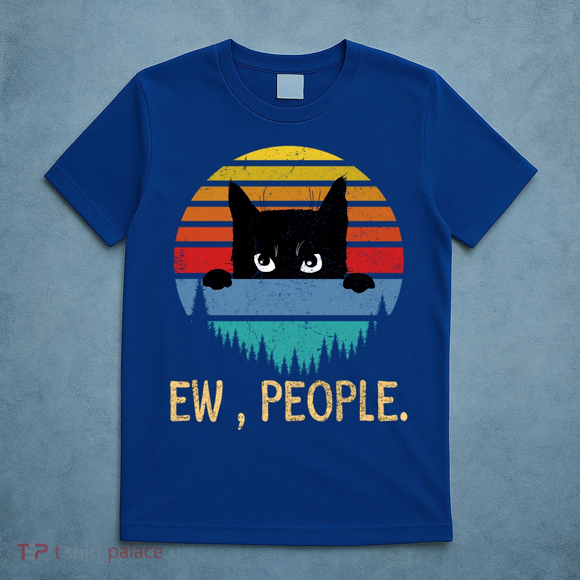 Ew People Black Cat Vintage Retro – Funny Cat Gift T-Shirt