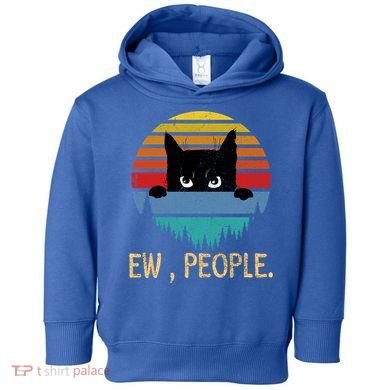 Ew People Black Cat Vintage Retro – Funny Cat Gift Toddler Hoodie