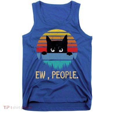 Ew People Black Cat Vintage Retro – Funny Cat Gift Tank Top