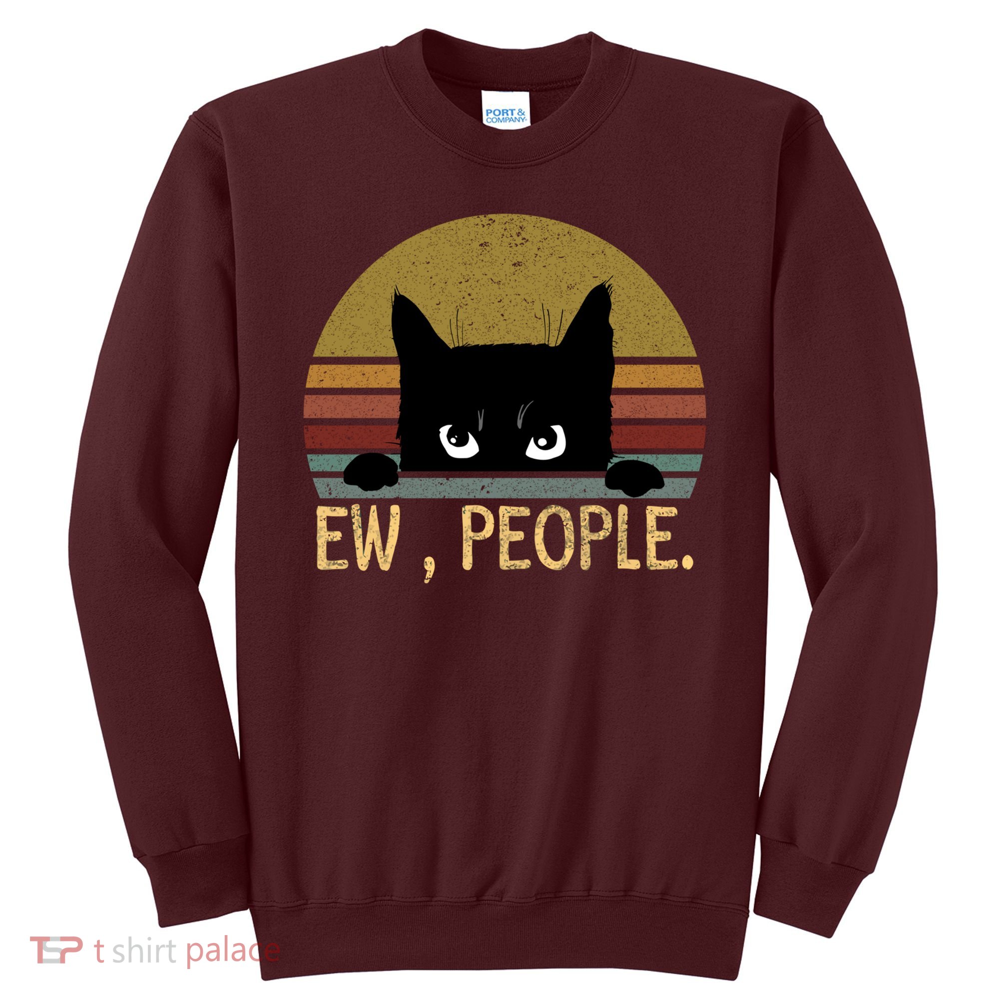 Ew People Black Cat Vintage Retro – Funny Cat Sweatshirt