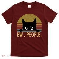 Ew People Black Cat Vintage Retro – Funny Cat T-Shirt thumb 0