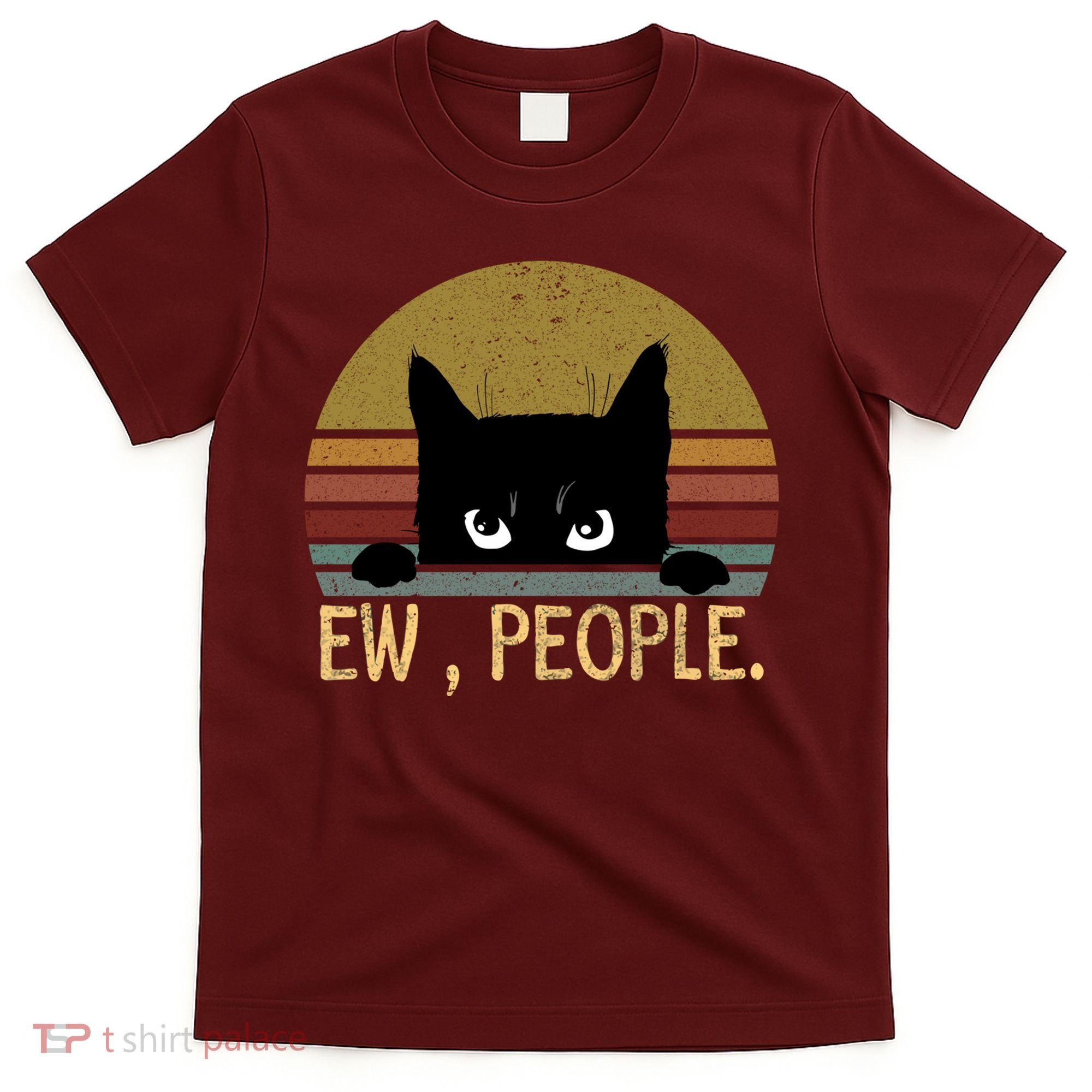 Ew People Black Cat Vintage Retro – Funny Cat T-Shirt