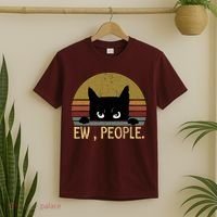Ew People Black Cat Vintage Retro – Funny Cat T-Shirt thumb 2