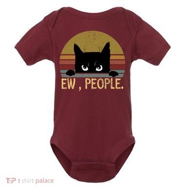 Ew People Black Cat Vintage Retro – Funny Cat Baby Bodysuit