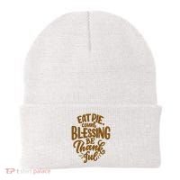 Eat Pie Count Blessing Be Thankful Thanksgiving Holiday Beanie thumb 0