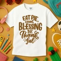 Eat Pie Count Blessing Be Thankful Thanksgiving Holiday Kids T-Shirt thumb 3