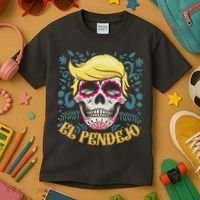 El Pendejo Dia De Los Muertos Sugar Skull Anti Trump Kids T-Shirt thumb 3