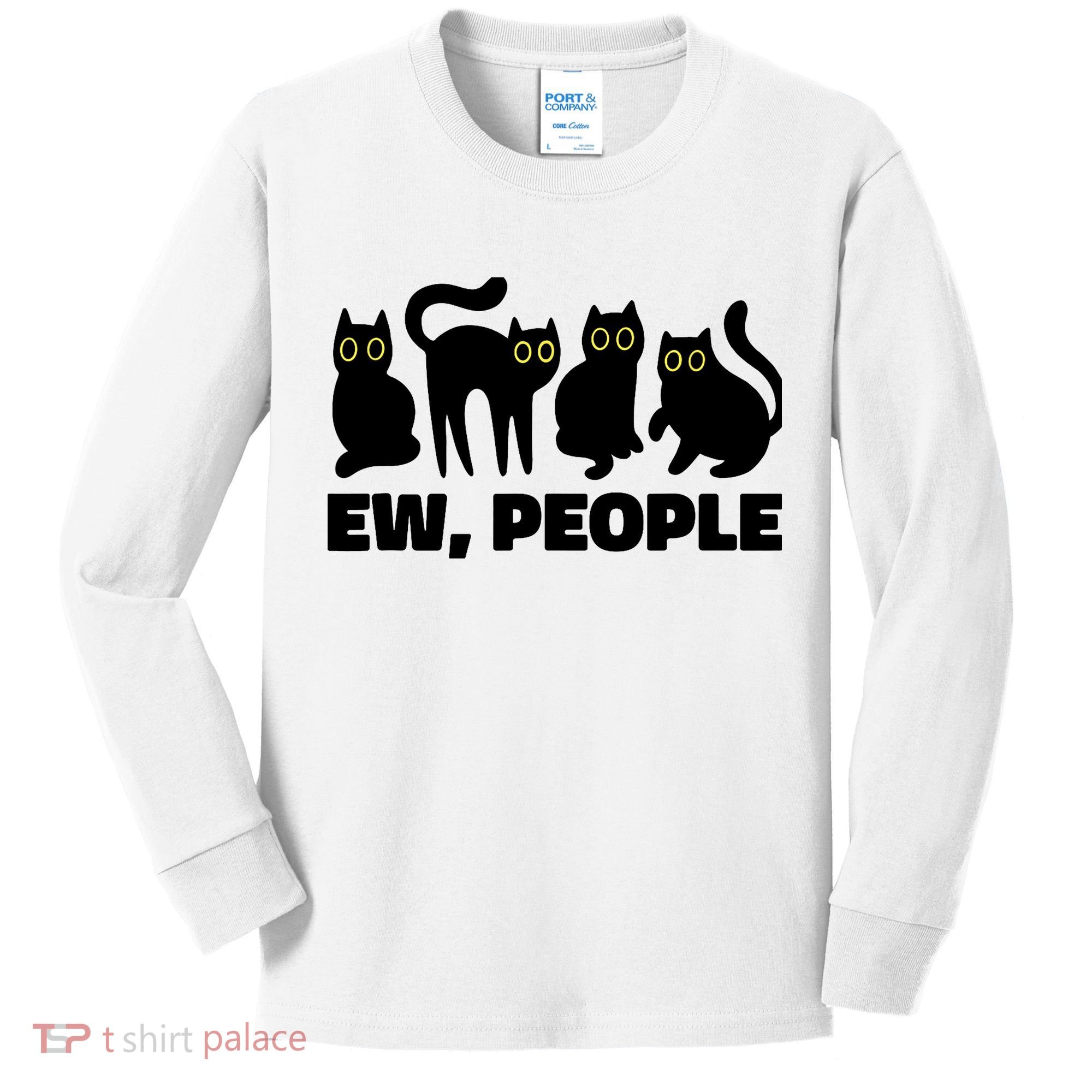 Ew People, Ew People Cat, Ewww Introvert Gifts Kids Long Sleeve Shirt