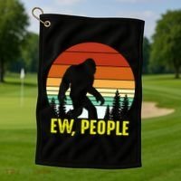 Ew People, Funny Bigfoot Introvert Antisocial Nature Hiking Golf Towel thumb 1