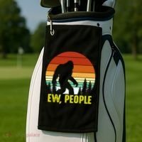 Ew People, Funny Bigfoot Introvert Antisocial Nature Hiking Golf Towel thumb 2