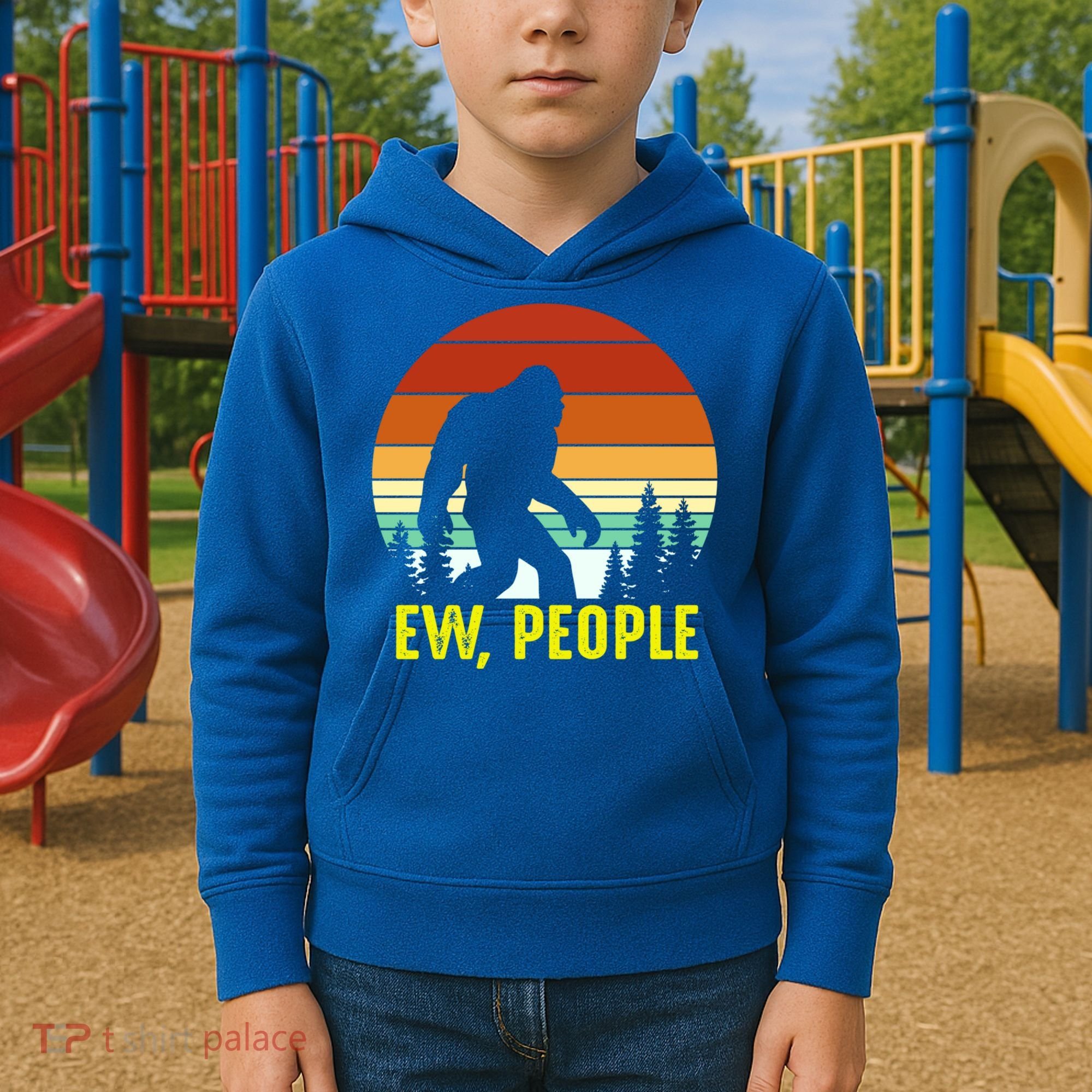 Ew People, Funny Bigfoot Introvert Antisocial Nature Hiking Kids Hoodie