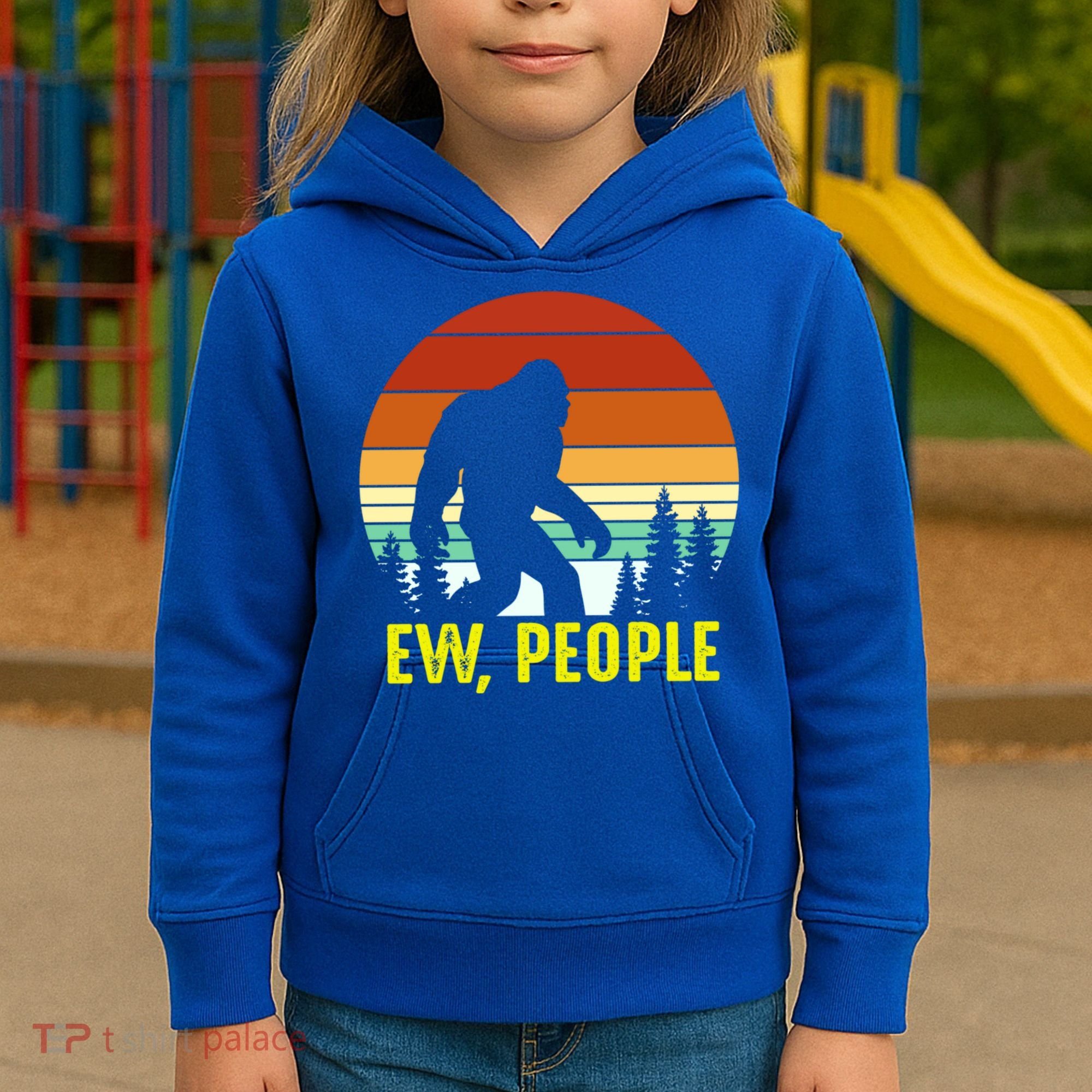 Ew People, Funny Bigfoot Introvert Antisocial Nature Hiking Kids Hoodie