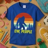 Ew People, Funny Bigfoot Introvert Antisocial Nature Hiking Kids T-Shirt thumb 3