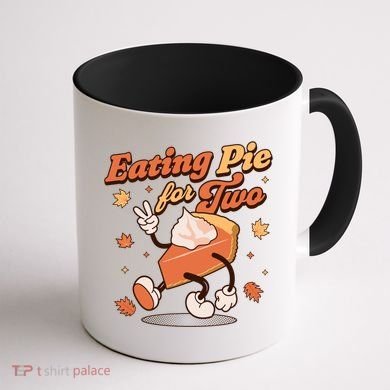 Eating Pie For Two Thanksgiving Pregnancy Announcet Funny Gift Coffee Mug back