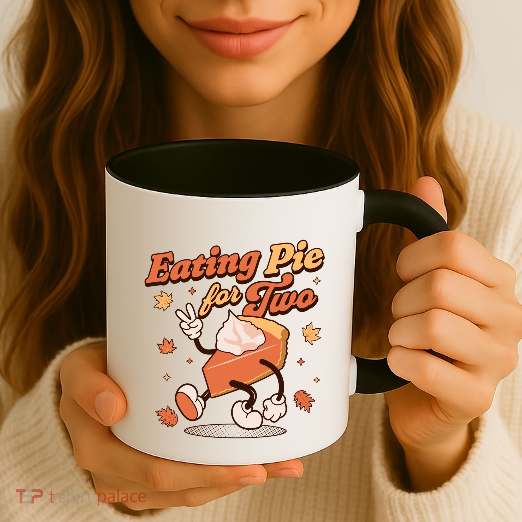 Eating Pie For Two Thanksgiving Pregnancy Announcet Funny Gift Coffee Mug