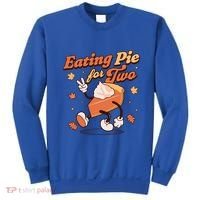 Eating Pie For Two Thanksgiving Pregnancy Announcet Funny Gift Sweatshirt thumb 0
