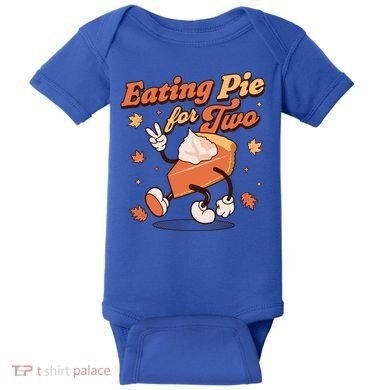 Eating Pie For Two Thanksgiving Pregnancy Announcet Funny Gift Baby Bodysuit