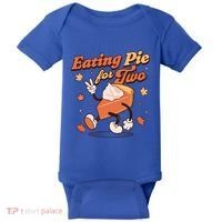 Eating Pie For Two Thanksgiving Pregnancy Announcet Funny Gift Baby Bodysuit thumb 0