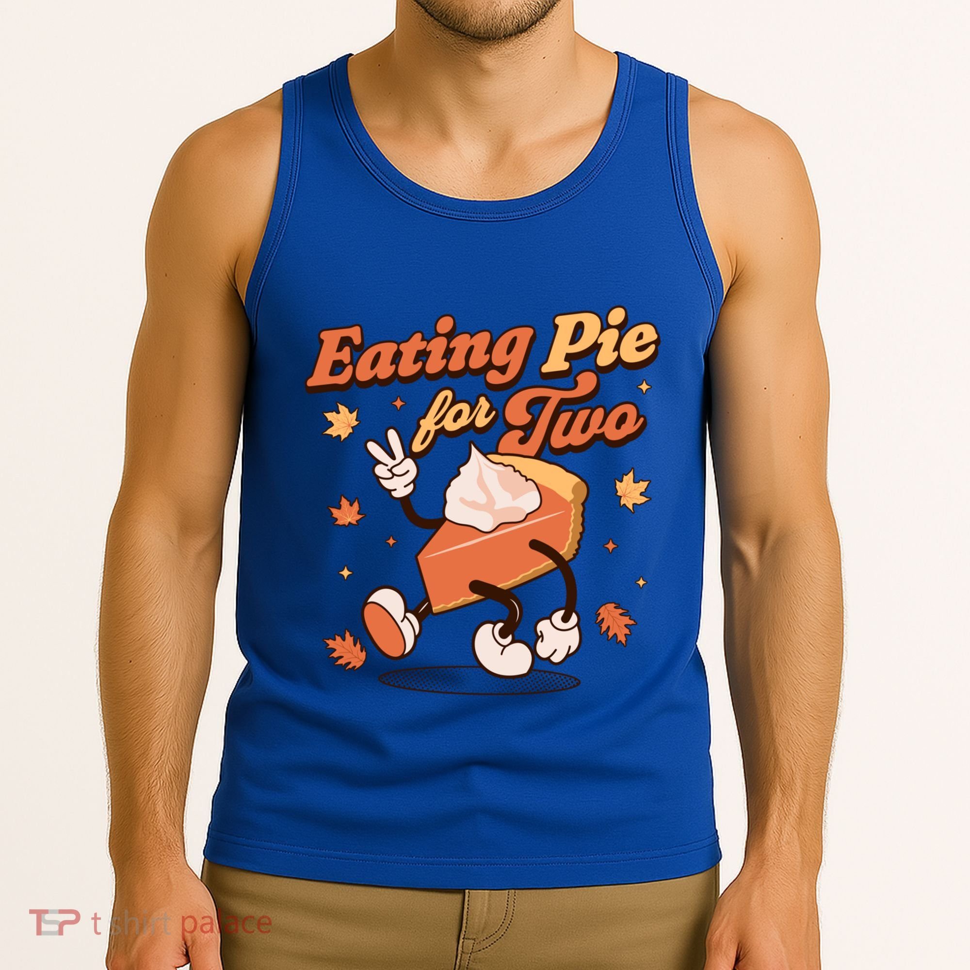 Eating Pie For Two Thanksgiving Pregnancy Announcet Funny Gift Tank Top