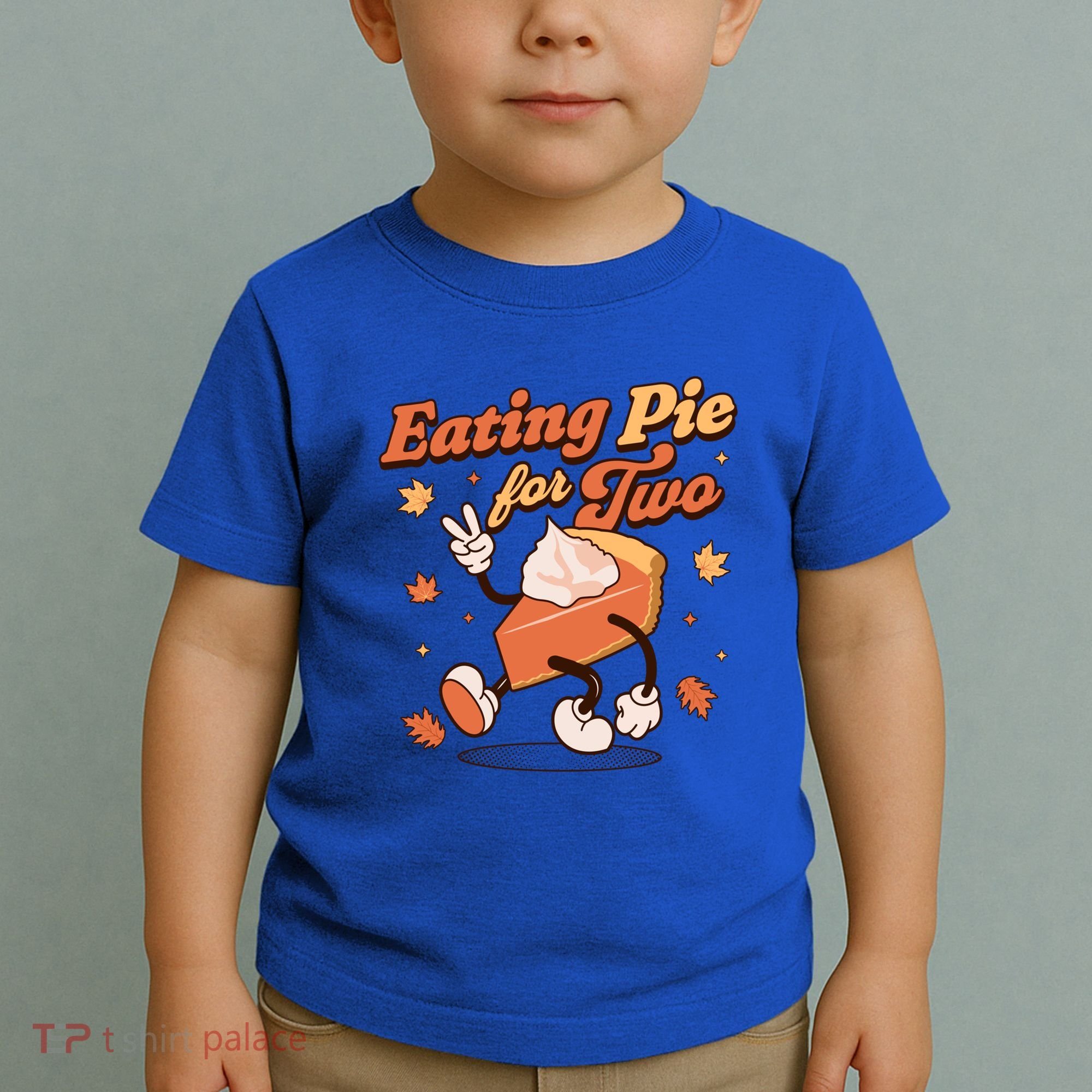 Eating Pie For Two Thanksgiving Pregnancy Announcet Funny Gift Toddler T-Shirt
