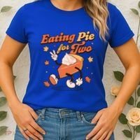 Eating Pie For Two Thanksgiving Pregnancy Announcet Funny Gift Women's T-Shirt thumb 2